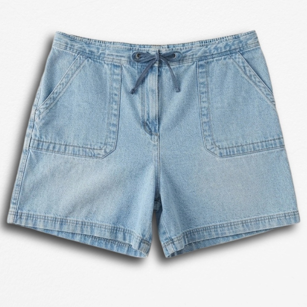 NY Jeans New York & Company Women Light Wash Denim Drawstring Shorts Size 12